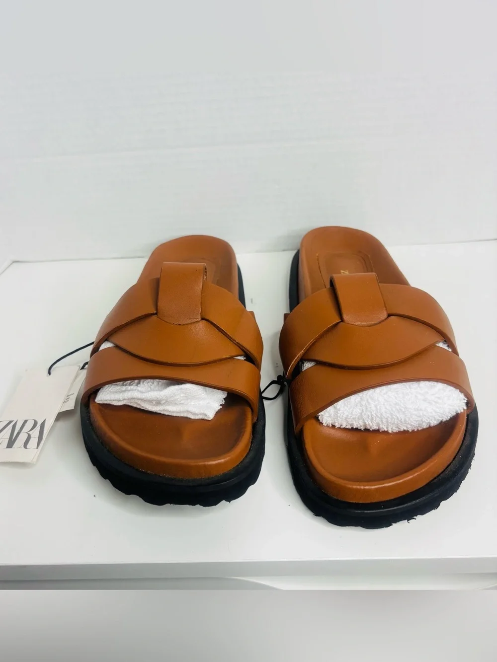 Zara leather slides